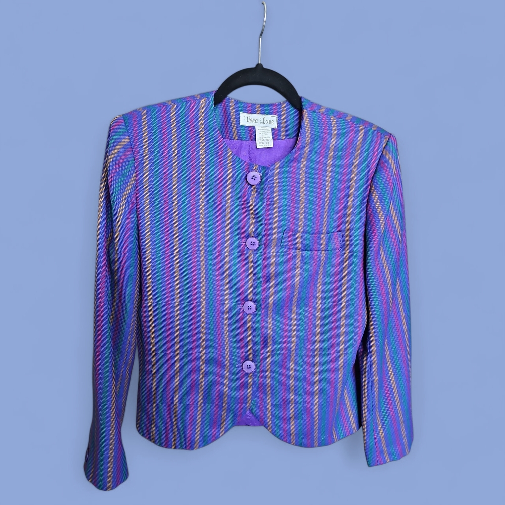 Vibrant Purple Striped Blazer